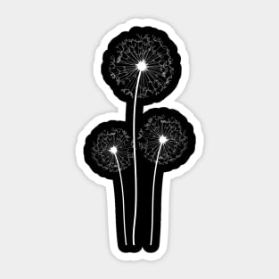 Dandelions on black Sticker